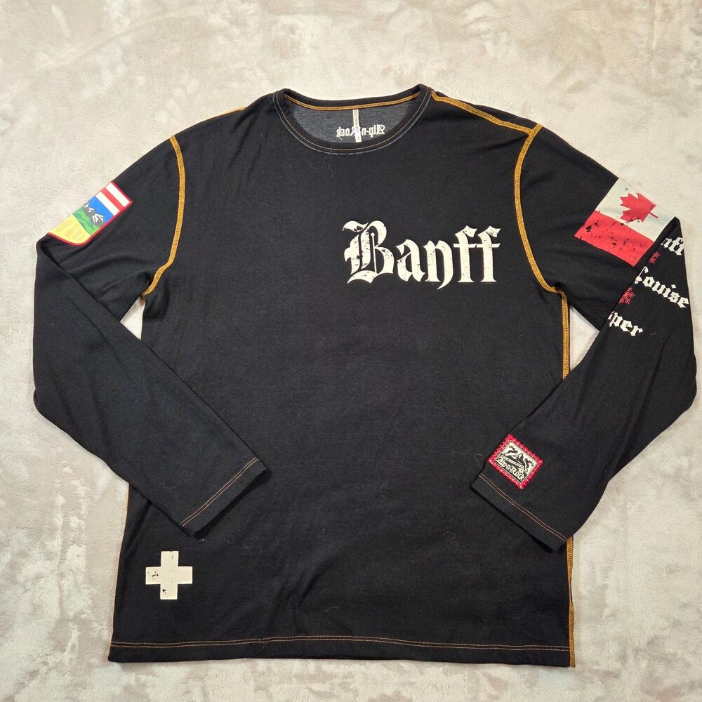 Alp-n-Rock Banff Canada Women’s Size 4 Long Sleeve Shirt Black Ski Apres